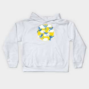 Blue Birds on a Sunny Yellow Sky Kids Hoodie